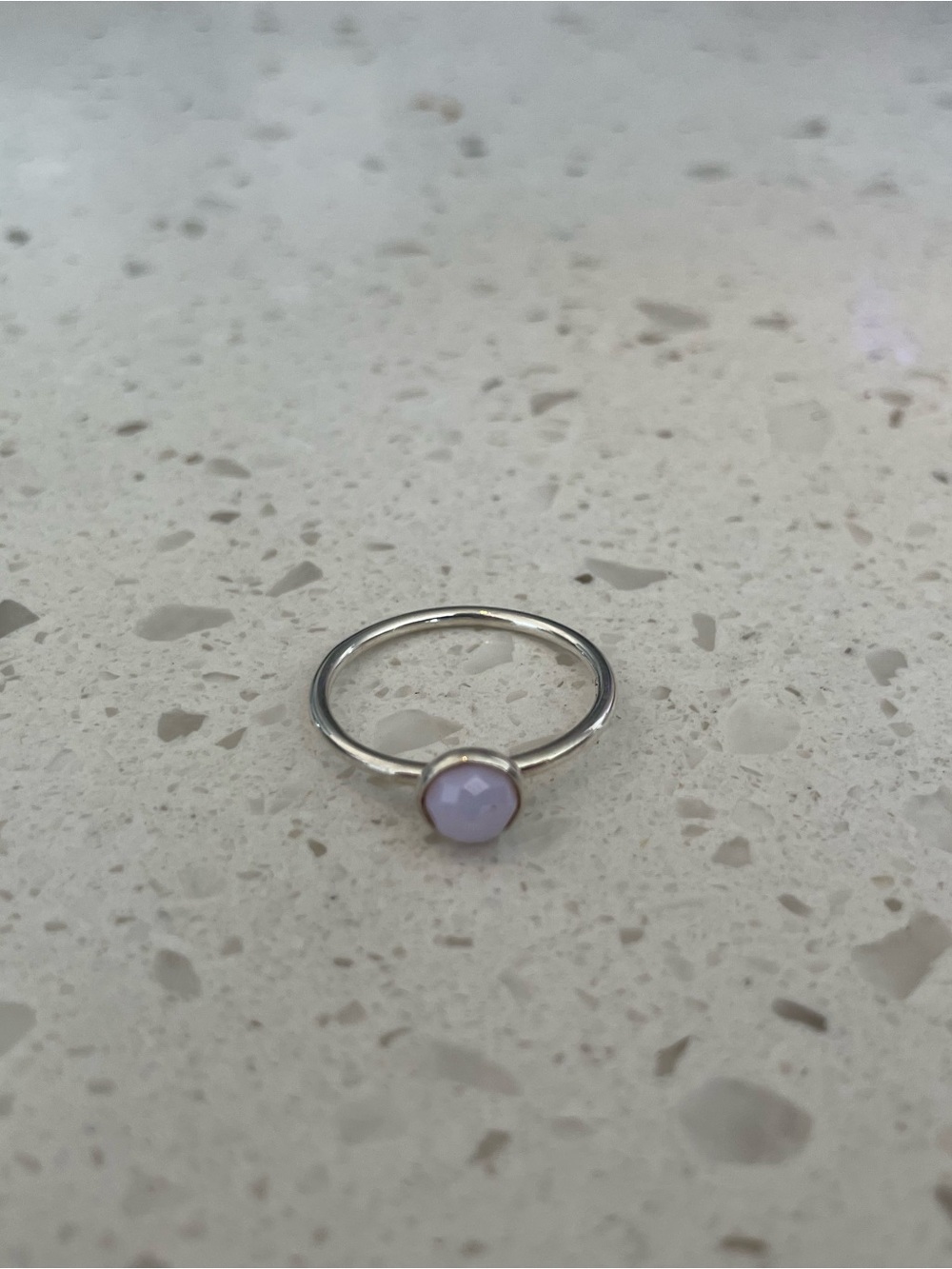 Pandora Silver Ring with Pale Lavender Stone